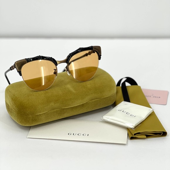 Gucci Accessories - GUCCI Sunglasses Bamboo Detail Yellow Cat Eye GG0661S 002 56 20-140 NEW